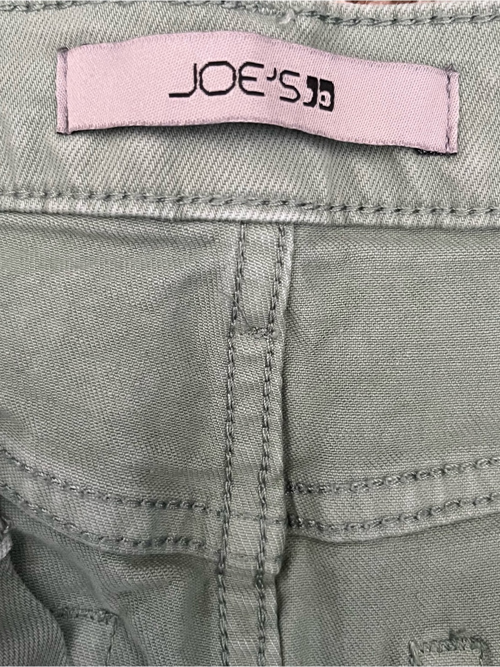 Joe's Jeans High Rise Thyme Green Wide Leg Raw Hem Cropped Pants Sz 26 - Picture 4 of 9